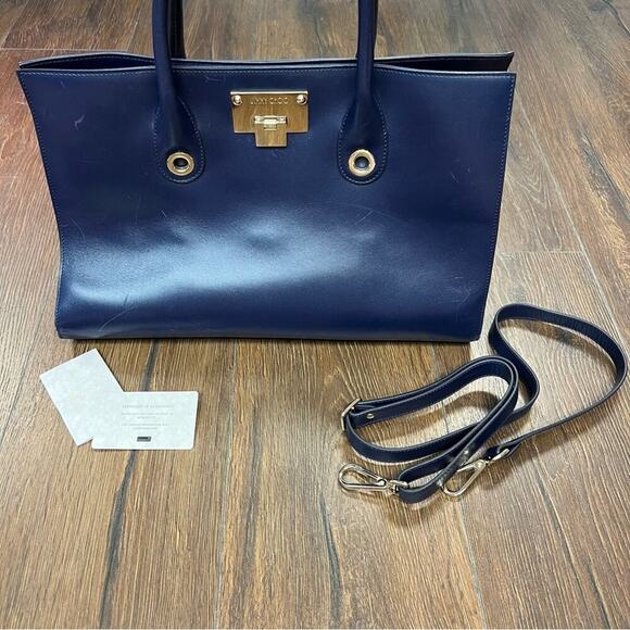 Jimmy choo large Riley crossbody tote bag in navy - Picture 2 of 16